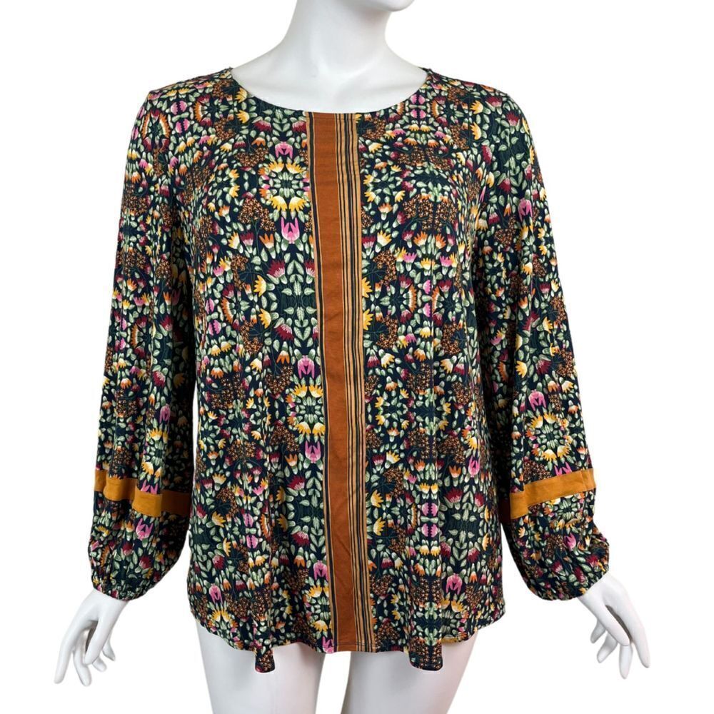 Matilda Jane Womens Size XXL Green Floral Balloon Sleeve Pullover Blouse NEW Top